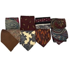 Mixed Silk and Poly Tie Lot of 8 Mens Multi Paisley Recent and Vintage Reseller